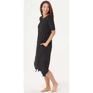 Cuddl Duds Flexwear Rainbow Hem Black Dress A346868 New XS